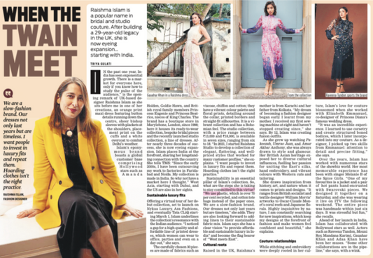 Raishma featured in Indian, The morning standard