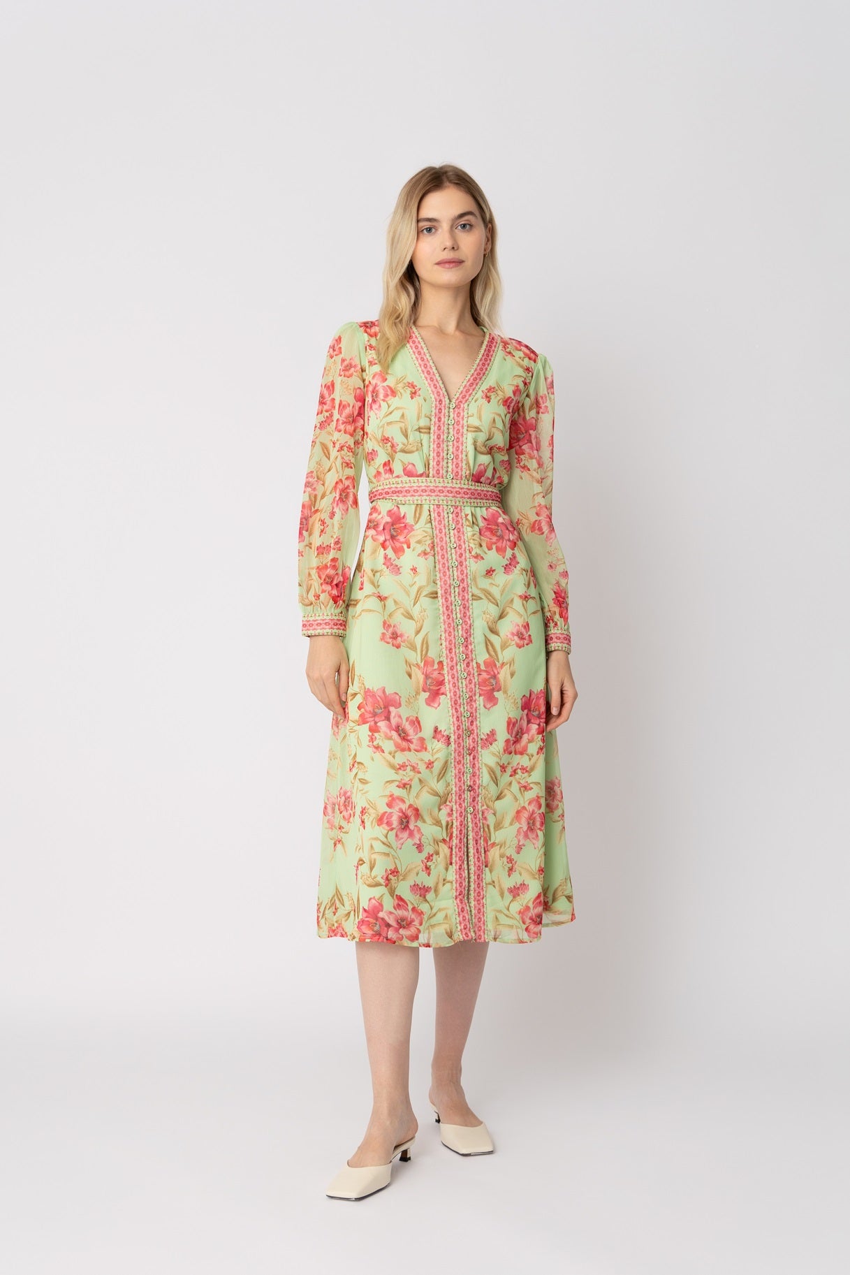 Naomi Printed Green Dress