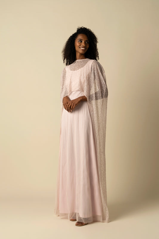 Blush Melony Cape Gown
