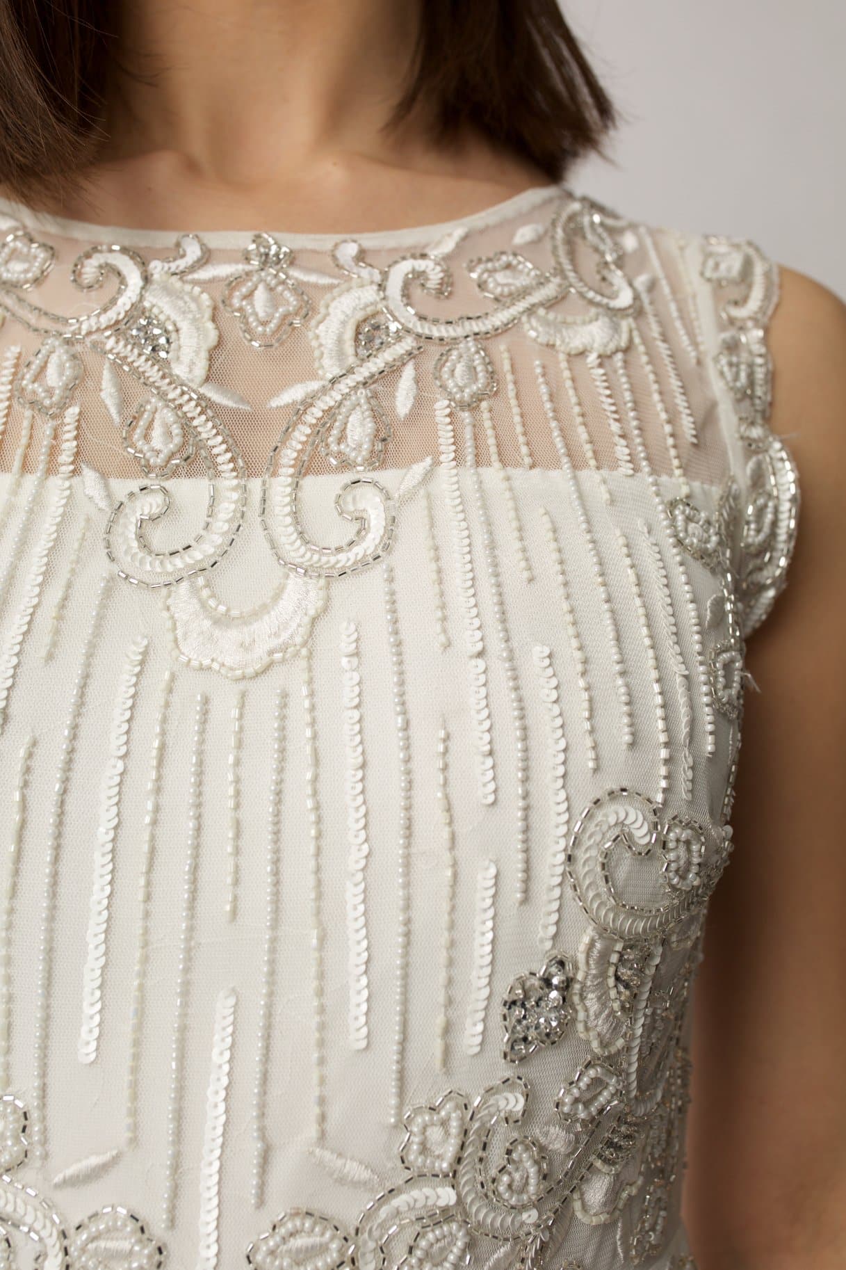 White Scoop Neck Bridal Gown