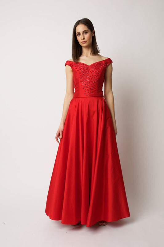 Red Taffeta Boned Bodice