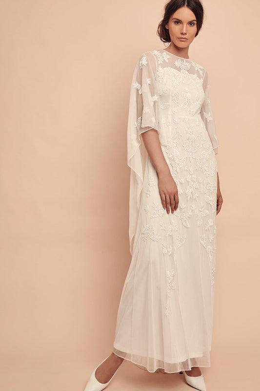 Cape White Bridal Gown