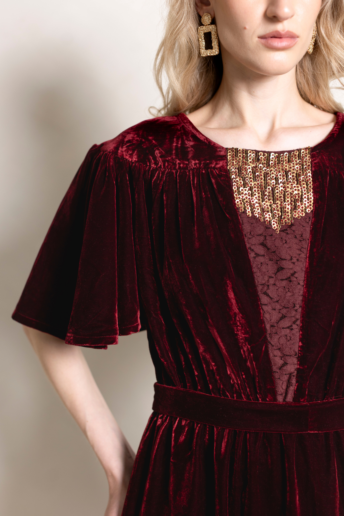 Adeline Burgundy Dress