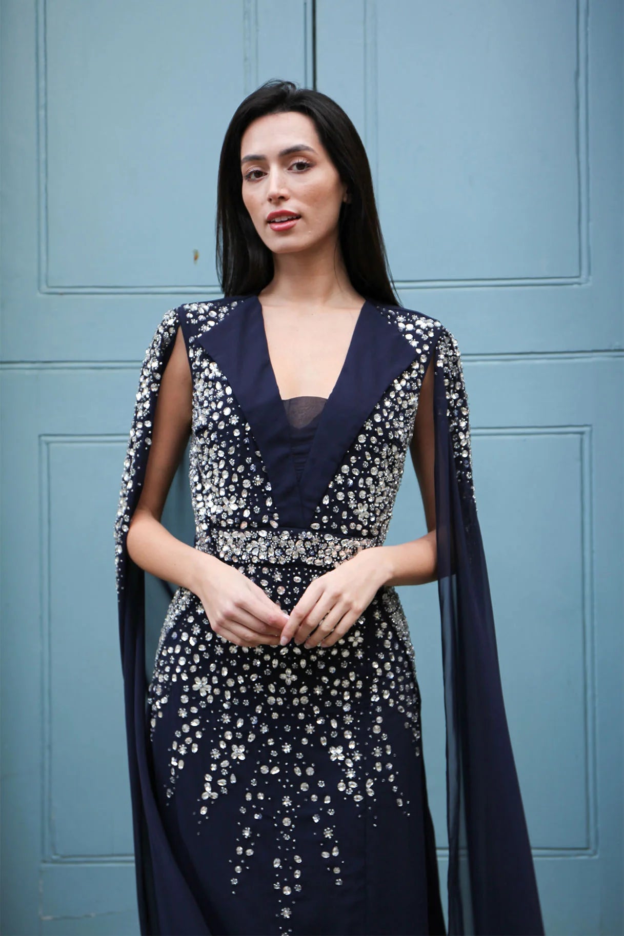 Gabrielle Navy Gown