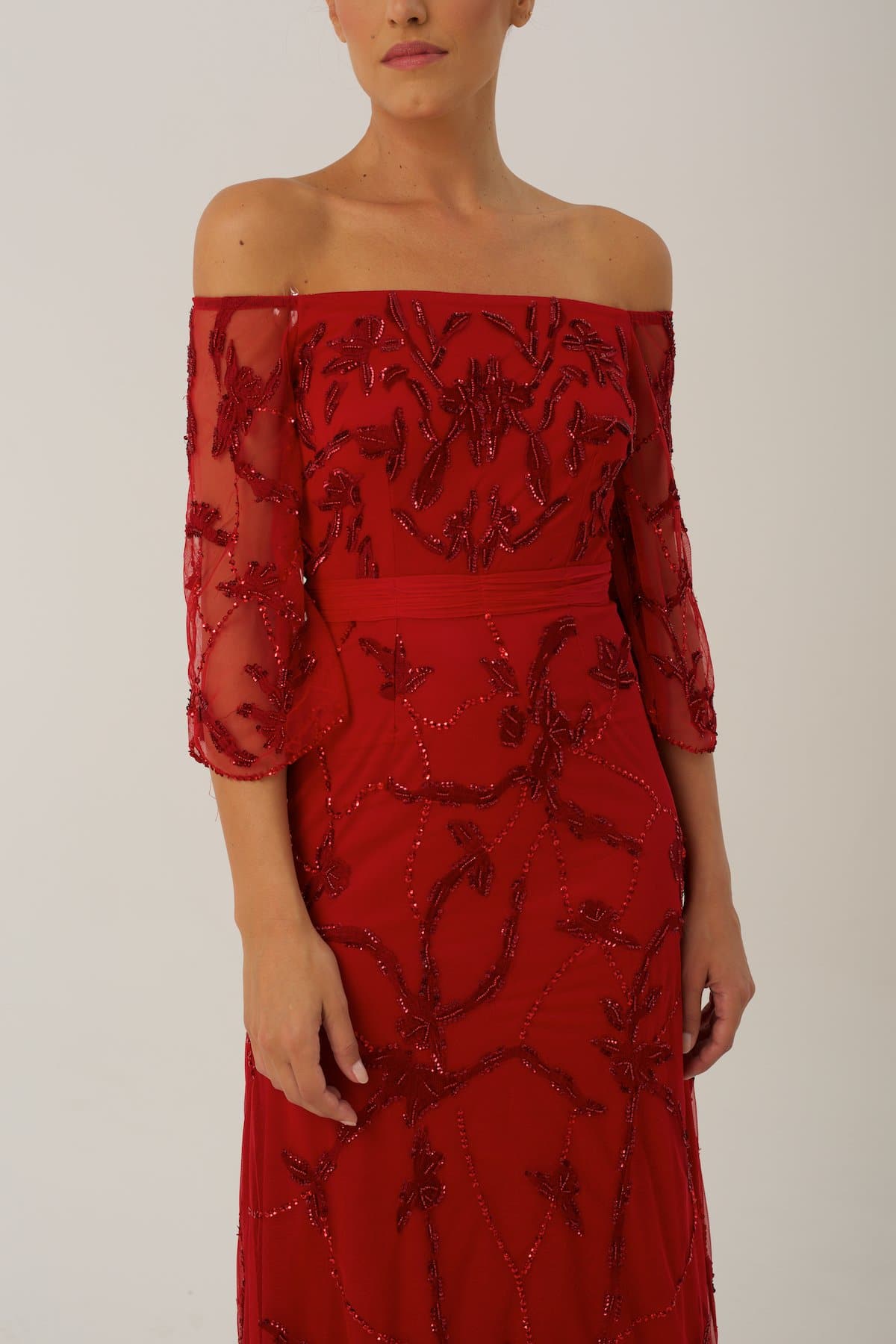 red poppy evening gown 